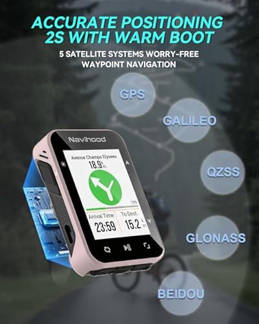 L2 GPS Bike Computer, 2 Color LCD Wireless Cycling Computer,Bike Speedometer Bluetooth ANT+, IPX7 Waterproof, Auto Backlight, Supports HR/Cadence/Power Sensors