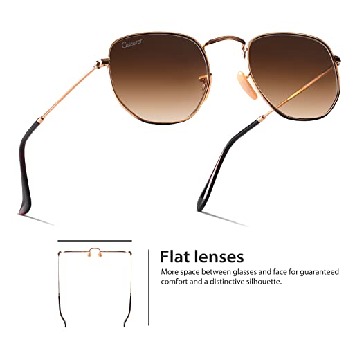 Hexagon Style Flat Glass Lenses Metal Frame Sunglasses UV400 Protection For Men Women4