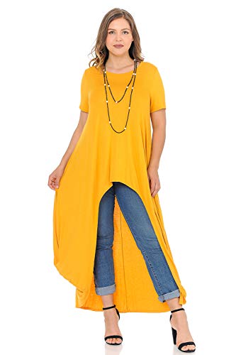 Pastel by Vivienne Women's High-Low Maxi Top in Plus Size XX-Large Mustard