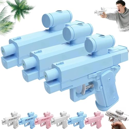 Pistola de agua bidireccional de broma, 3 pistolas de agua de broma desde la parte delantera y trasera, juguete divertido de broma de oficina y escuela 2025 (sólido, azul, X3)