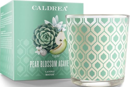 Caldrea Scented Candle, Made With Essential Oils And Other Thoughtfully Chosen Ingredients, 45 Hour Burn Time, Pear Blossom Agave Scent, 8.1 Oz