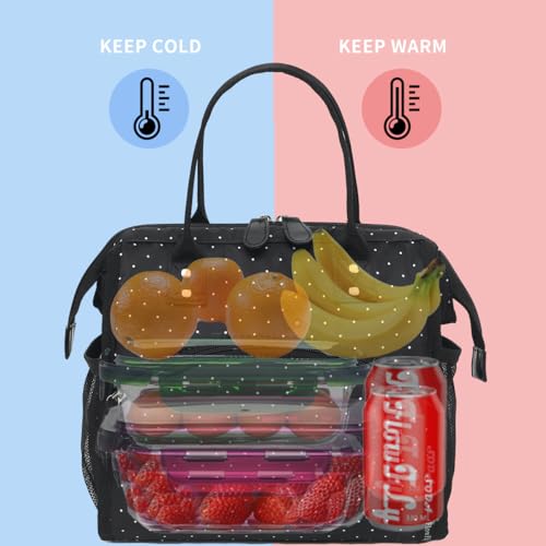 FlowFly Insulated Lunch Bag for Women, Men, Large and Reusable, Handle, Work and Travel Tote and Meal Prep Organizer, Dot by FlowFly - Used condition - Image 2