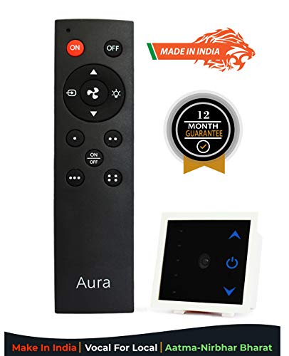 Image of Aura Remote Control Fan Regulator with 1 Light Switch, Black