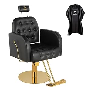 Barber Chair Salon Chair Height Adjustable Hydraulic Reclining Barber Chairs 360 Degree Swivel Styling Chair for Salon Equipment Black