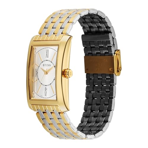 Image of Titan Regalia Allure Analog with Date and Silver White Dial Dual Tone Stainless Strap Watch for Men - 10046BM03