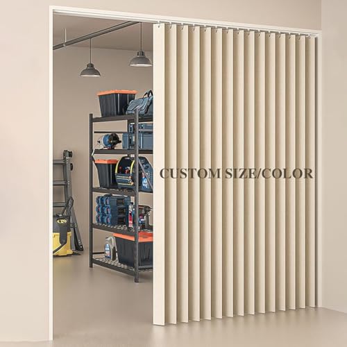 Générique Rideau de Porte sur Mesure avec Rail, Rideau de Porte Pliable et Invisible pour Étagère de Placard, Étanche À l'eau et À la Poussière sans...