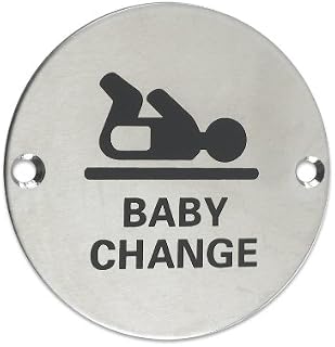 ZSS08SS Baby Change Toilet Sign Sex Symbol 76mm Dia Satin Stainless Steel from The Door Handle Store