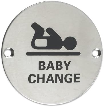 ZSS08SS Baby Change Toilet Sign Sex Symbol 76mm Dia Satin Stainless Steel from The Door Handle Store