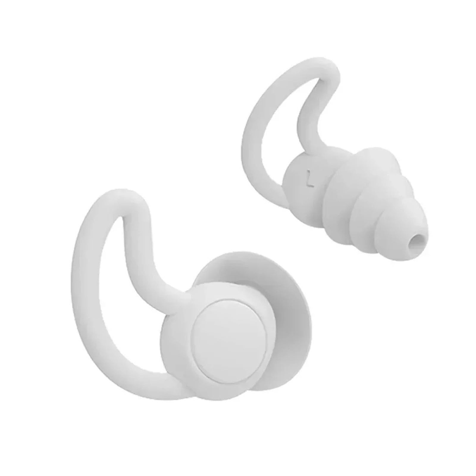 Bouchons d'oreille à 3 couches en silicone souple et réutilisables pour dormir (Blanc)