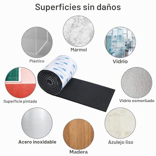 Miniatura 7 de Vicloon Fieltro Adhesivo, 3 Rollos Almohadillas De Fieltro Autoadhesivas Con Pegamento 3m, Tiras De Felt Resistentes Para Sillas Y Pies De Muebles, Corta Cualquier Forma