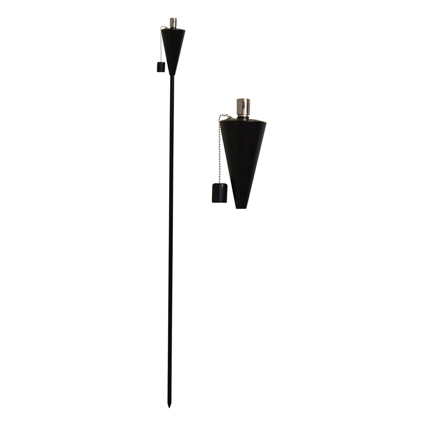1x Black 146cm Garden Fire Tiki Torch - Cone - Oil Paraffin Outdoor Candle Flames Lantern Light - by Harbour Housewares