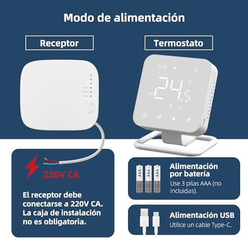 Miniatura 5 de Termostato Wi-Fi Con Batería. Apto Para Calderas De Gas Y Válvulas. Termostato Programable Diariamente Compatible Con Alexa Y Google Assistant. Control Tuya Alimentado Por Usb Y Con Receptor.