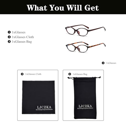 Image of LJCZKA Oval Blue Light Blocking Glasses for Women Men Retro Small Oval Frame Y2K Cat Eye Computer Eyeglasses Clear Lens