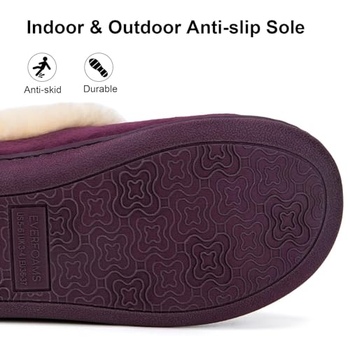 Image of EverFoams Women's Bootie Slippers Faux Fur Ladies Bedroom House Shoes with Memory Foam and Indoor Outdoor Rubber Sole