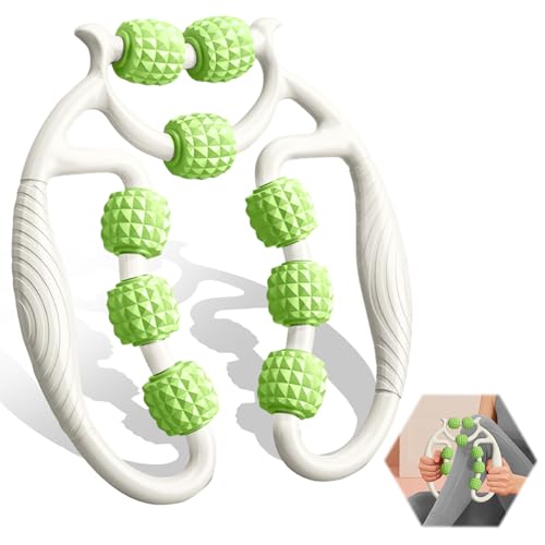 Vlecexs Rouleau de Massage, Masseur Anti Cellulite 360°, Rouleau Cellulite Massage avec 9 Roues, Rouleau de Massage Musculaire des Jambes, pour Les Cuisses Rouleau en Mousse, Soulage la Fatigue