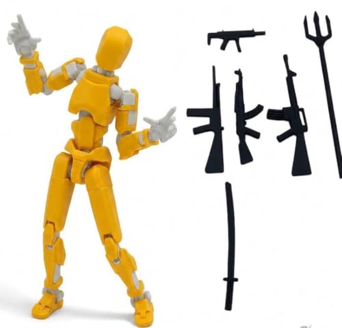 Image of (Do it Yourself) Action Figure Toys,DIY Assembly Dummy 13 Action Figures,Articulated Joints Robot,Gift Idea for Teens & Adults for 14+ (Yellow Armor White, Yellow Armor White)