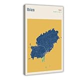 MGDUJGH Lienzo decorativo colorido de mapa de Ibiza, póster decorativo para pared, hogar, bar, restaurante, garaje, cafetería, logotipo, regalo, 60 x 90 cm