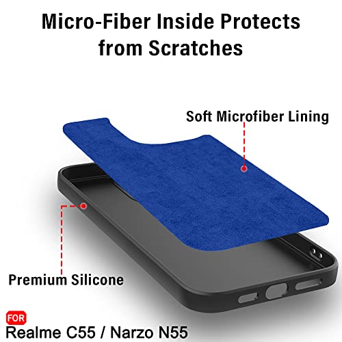 Image of TheGiftKart Liquid Silicon Back Cover Case for Realme Narzo N55 / Realme C55 | Stylish Camera Protection Module | Micro-Fibre Lining Inside | Shockproof Back Cover for Realme C55 (Silicone, Black)