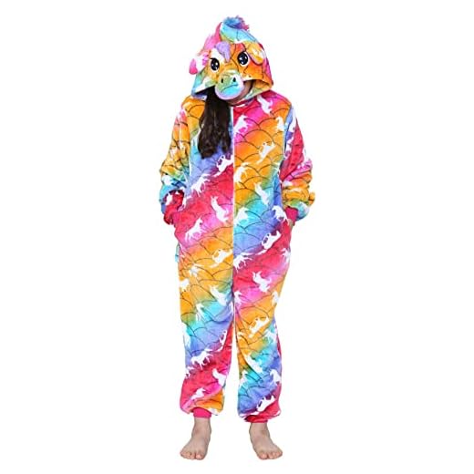 A2Z 4 Kids® Barn flickor A2Z sparkdräkt extra mjuk fluffig 3D enhörning galaxtryck allt i en halloween jul kostym ny ålder 2–13 år, Regnbåge skala, 122/128 cm
