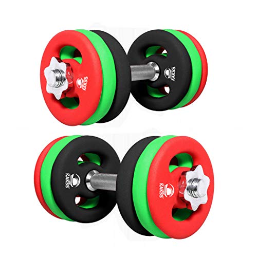 KAKSS 20kg DUMBBELL NEOPRENE COATED WEIGHT PLATES with DUMBBELL ROD (PROUDLY MADE in INDIA)