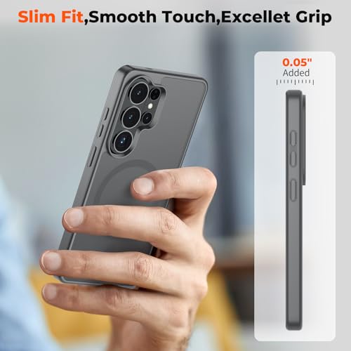 Image of SUPFINE Magnetic for Samsung Galaxy S26 Ultra Case with Screen Protector, (Built-in Magnets) (Military Grade Drop Protection) Slim Translucent Shockproof Phone Case,Titanium Gray