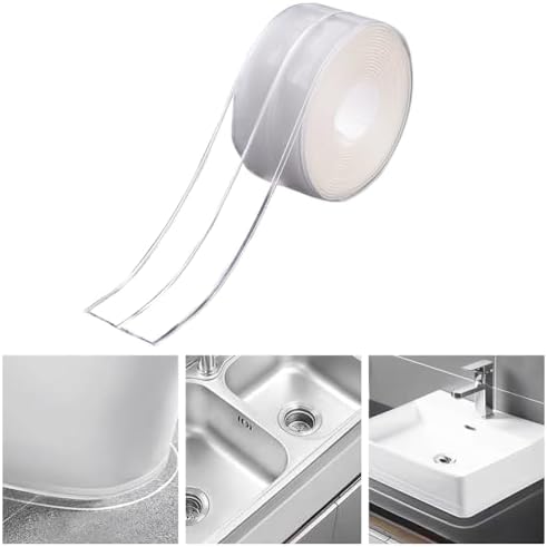 Clear Caulk Tape for Kitchen & Bathroom, Countertop Sink Tub Shower Caulk Strip Self Adhesive Caulking Sealant Waterproof, Toilet Bowl Stick on Gel, Bathroom Accessories