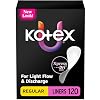 Kotex Absorbent Flat Liners, Light Absorbency, Regular Length 120 Count (Packaging May Vary)