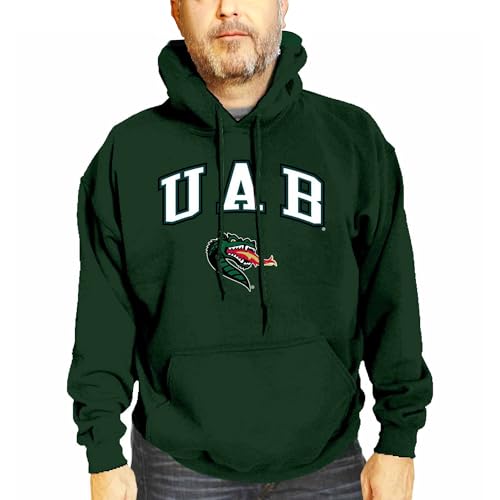 Campus Colors Adult Arch & Logo Soft Style Gameday Hooded Sweatshirt (UAB Blazers - Green, Small)