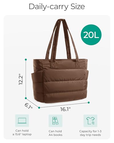 Image of BAGSMART Tote Bag for Women, Lightweight Puffy Tote Bag with Compartments Shoulder Bag Handbag for Travel, Work, Gym | Lightweight
