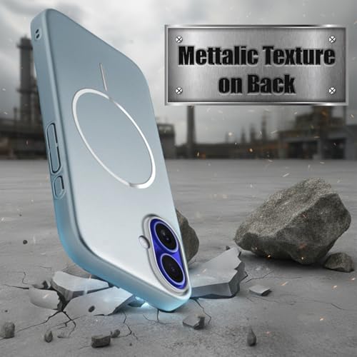 Image of AIBEX Ultra-Thin Mag-Saf Back Cover Case Compatible with iPhone 16| Slim Fit Scratch-Resistant Matte | Magnetic Wireless Charging | Microfibre Lining | Camera Protection (PC Material) - Silver