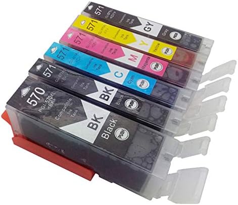 Aibecy 5pcs Ink Cartridge PGI 570 CLI 571 Compatible for Canon PIXMA MG5750 MG5751 MG5752 MG7750 MG7751 MG7752 MG7753 MG6850 MG 6851 MG6852 MG6853