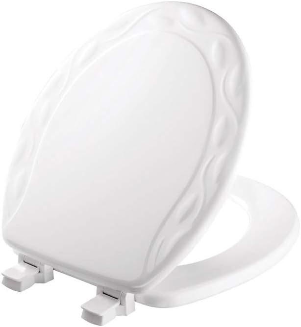 Mayfair Never Loosens Round White Molded Wood Toilet Seat