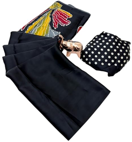 Image of SATIKA VASTRAM Modal Silk Ajrakh Saree Bandhani Design Crepe Printed Designer Pallu Attach Blouse Piece