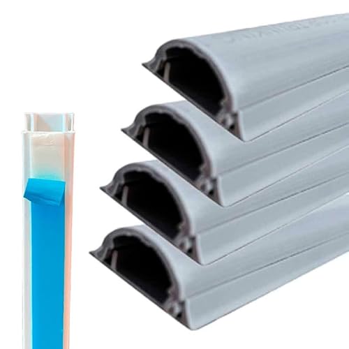 8 Metri Canaline Passacavi Calpestabile, Canaline Da Pavimento In Pvc, Con Biadesivo E Coperchio, Grigio, 4 Pezzi Da 2 Metri, 25Mm*10Mm