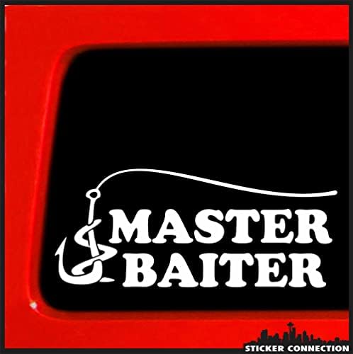 Sticker Connection | Fishing Master Baiter | Bumper Sticker Pocket Decal for Car, Truck, Window, Laptop | 3.25"x7" (White)