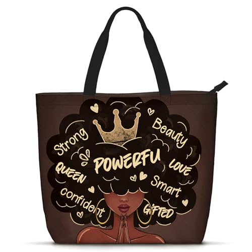 African Tote Bag - Black Girl Magic Handbag, Large Shoulder Bag for Women