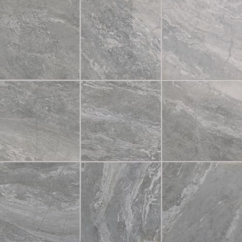 Daltile Perpetuo 12" x 12" Marble Look Porcelain Floor Tile in Polished Eternal Grey for Kitchen, Bathroom, Living Room Floors | (13 PC Per Carton) (12.22 SQFT Per Carton)