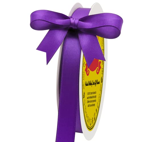 Image of Double Face Purple Satin Ribbon 5 /8 inch X 50 Yards Polyester Purple Ribbon for Gift Wrapping Very Suitable for Weddings Party Invitation Decorations and More