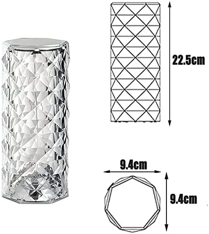 WYCCC Rose Rays Crystal Diamond Table Lamp, Crystal Bedside LED Table Lamp, Touch Color Changing Crystal Atmosphere Desk USB Lamp for Bedroom, Living Room, Childrens Room, Office (16-Colors)