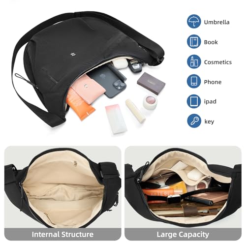 Axcone Nylon Crescent Crossbody Bag for Women Lightweight Hobo Bag Adjustable Strap Casual Sling Bag4