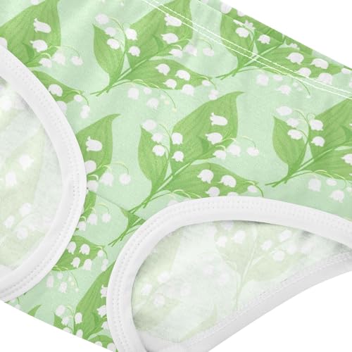 Joisal White Floral Lily Green Little Girl Panties Girls Underwear Toddler Cotton Florals Kids Undies Briefs 2t4