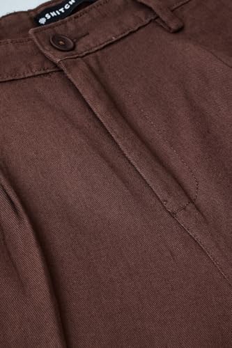 Image of SNITCH Men Casual Wear Chinos | Baggy Fit Wide-Leg Solid Trousers | Stretchable Cotton Blend Pants for Summer Outings