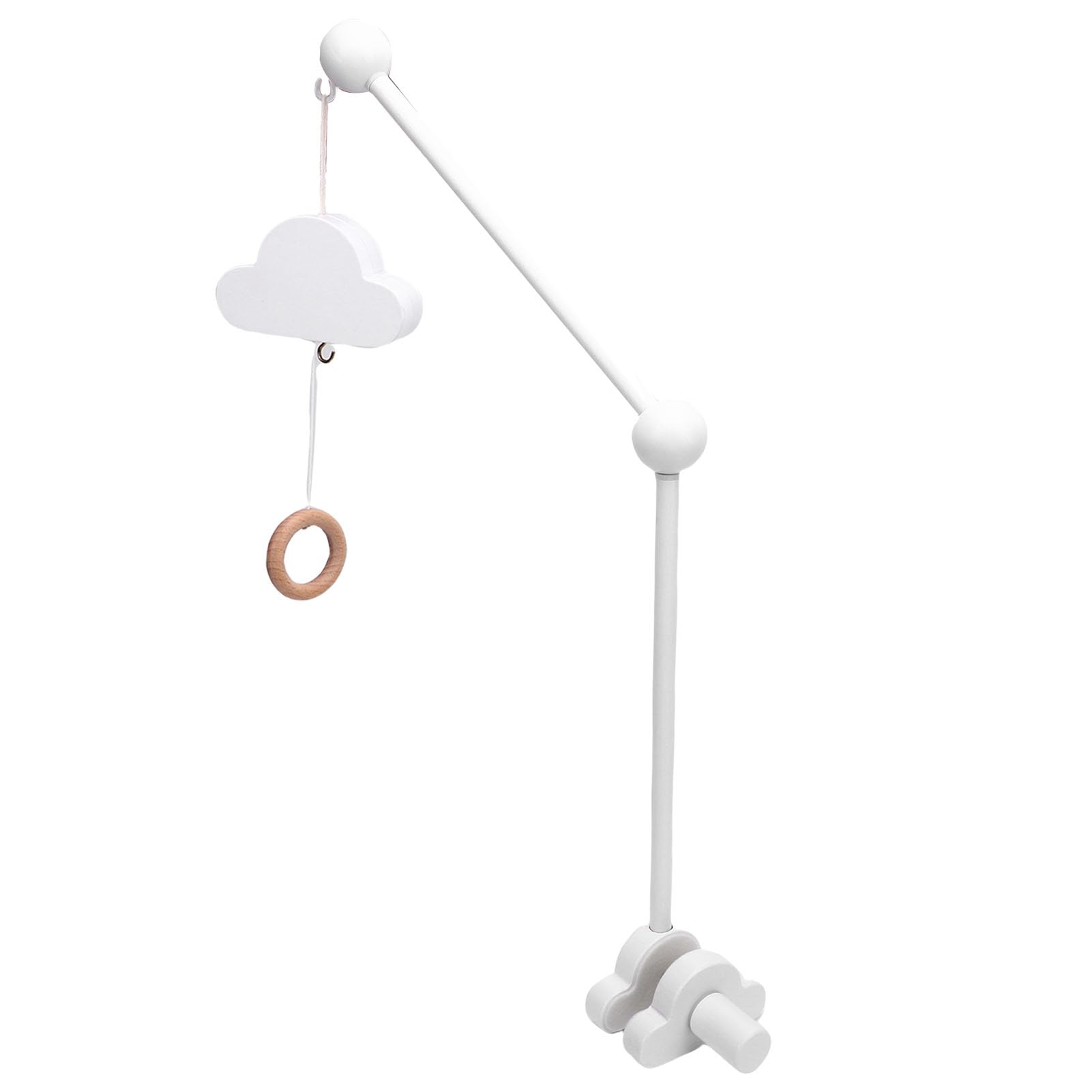 Baby Crib Mobile Arm, Rotating Baby Mobile Hanger Beech Wooden Mobile Stand Arm with Music Box Non Slip for Nursery Decor Baby Shower