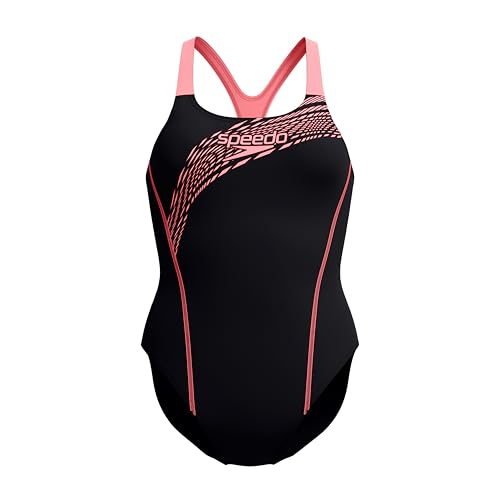 Speedo Medley Logo Traje de baño para Mujer, Coral Sands, 32