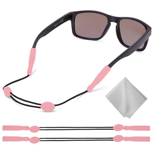 Image of Buyisgle Eye Glasses Holder Strap - Adjustable Sunglasses Straps Cords for Men Women - Eyeglass Holders Around Neck - Eyewear String Lanyard Retainer -2PCS（14in Pink
