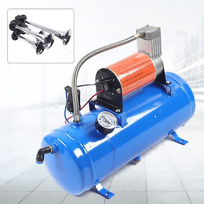 Zestaw Train Air Horn z kompresorem, wytrzymały 12 V Suv Car Truck 150 Psi 6L Trąbka do pompowania opon, kompletny system