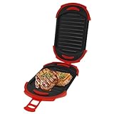 Mikrowellen Toastie Sandwich Maker,2 in1 Metall-Frühstücks-Sandwich-Maker Grill mit Verstellbarem Silikonband,27×14,5×4 cm,Antihaftbeschichtung,Abnehmbare Platten,Mikrowellengeeignetes Kochgeschirr