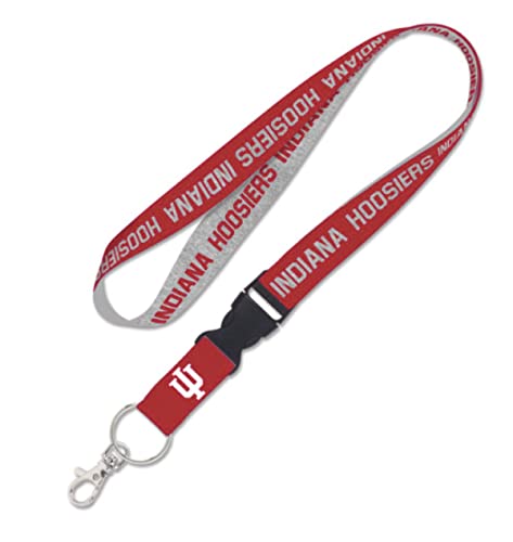 Caseys Indiana Hoosiers Lanyard with Detachable Buckle - Red and White - Heathered/Jersey Print