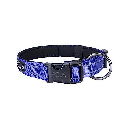 EXCELLENT ELITE SPANKER Reflective Dog Collar Classic Soft Padded Breathable Nylon Adjustable Pet Collar with Quick Release Buckle for Boy Girl Male Female Puppies Small Medium Large Dogs(L-BUL)