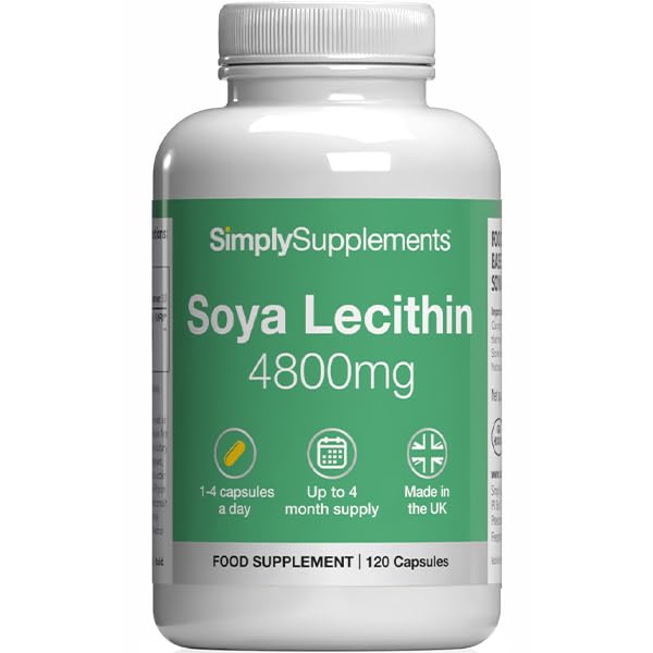 SOYA Lecithin 4800mg Capsules | High-Purity SOYA Lecithin | Contributes to Normal Cell Membrane Structure | 120 Capsules = Up to 4 Months Supply | UK Made | GMP-Certified